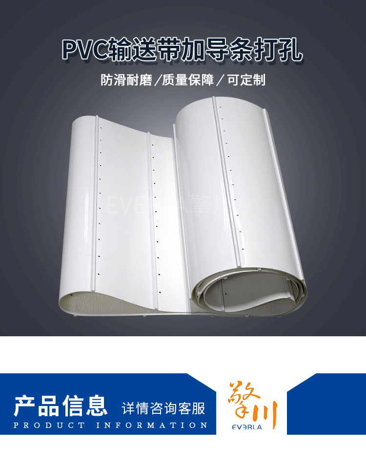 pvc輸送帶加導(dǎo)條打孔<a href='http://www.hookf.cn/shusongdai/shipin/' target='_blank'><u>食品輸送帶</u></a>細(xì)節(jié)圖1