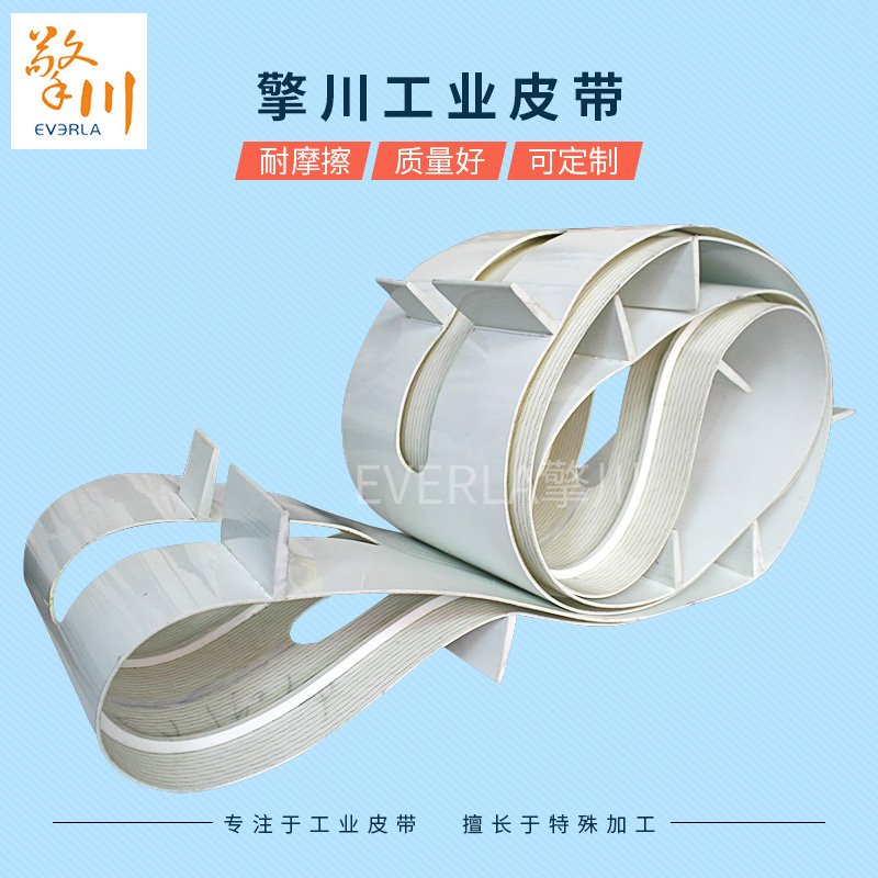PU<a href='http://www.hookf.cn/shusongdai/' target='_blank'><u>輸送帶</u></a>打孔加擋塊