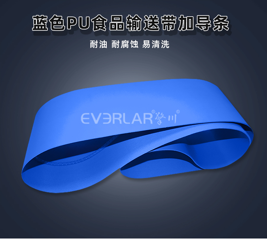 藍(lán)色PU食品<a href='http://www.hookf.cn/shusongdai/' target='_blank'><u>輸送帶</u></a>加導(dǎo)條詳情01