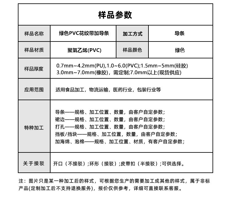 綠色PVC花紋帶加導條
