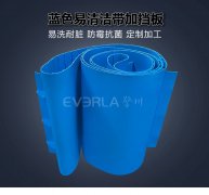 藍(lán)色食品級(jí)TPU易清潔帶加擋板防霉抗菌日化食品生產(chǎn)線(xiàn)輸送帶