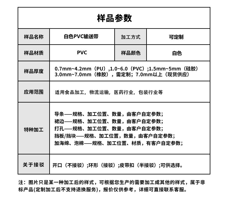 白色PVC輸送帶