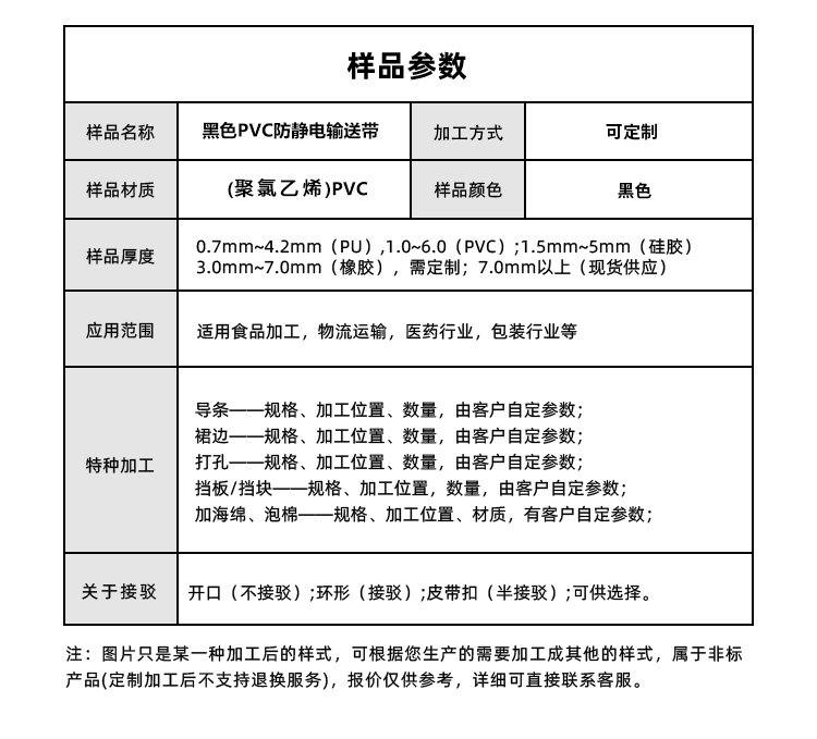 黑色PVC防靜電輸送帶